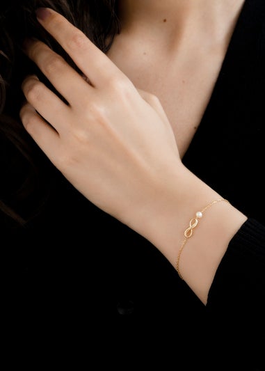 Golden Moments 9ct Gold Infinity Bracelet with Fresh Water Pearl