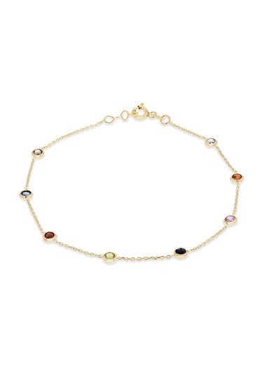 Golden Moments 9ct Yellow Gold Multi Coloured Round CZ Bracelet