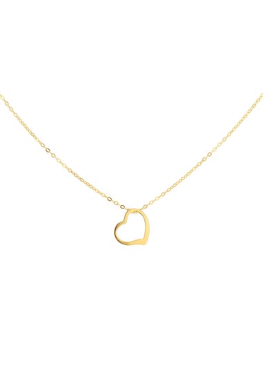 Golden Moments 9ct Yellow Gold Open Floating Heart Necklace