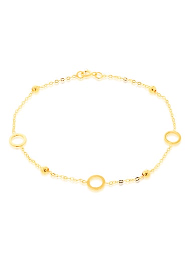 Golden Moments 9ct Yellow Gold Circle with Bead Bracelet