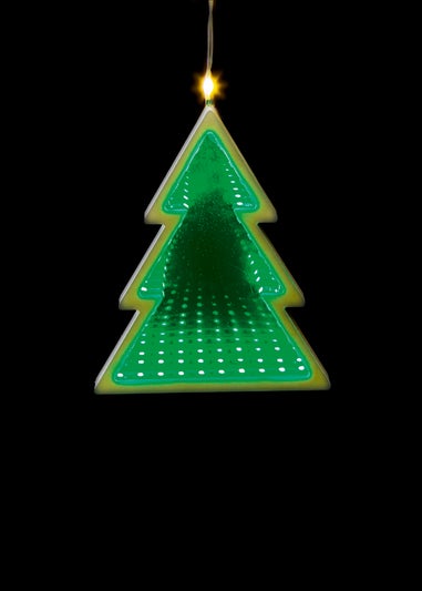 Premier Decorations Infinity Mirror Tree Curtain Light with Green and Warm White LEDs