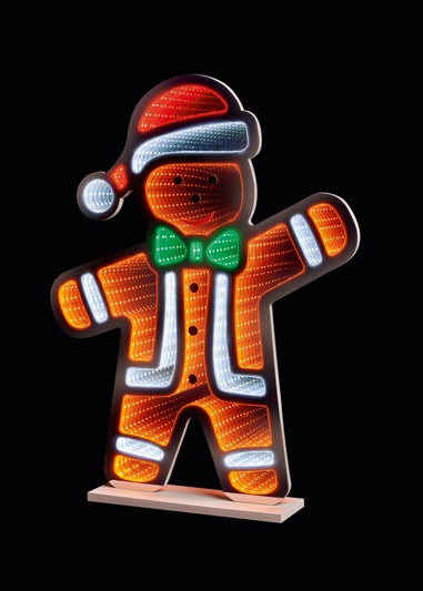 Premier Decorations Lit Infinity Mirror Standing Gingerbread Man 60cm