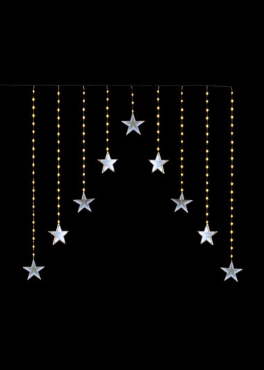 Premier Decorations Infinity Mirror Star Curtain Light with White and Warm White LEDs