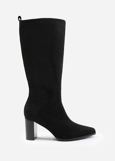 Where's That From Elder Black Suede Wide-Calf Knee High Boots