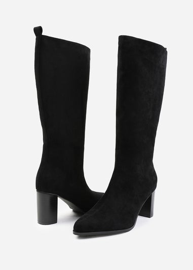 Where's That From Elder Black Suede Wide-Calf Knee High Boots