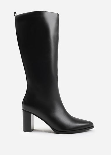 Where's That From Elder Black Block Heel Knee High Boots