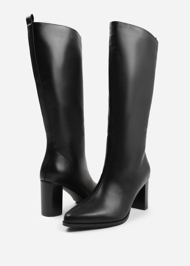 Where's That From Elder Black Block Heel Knee High Boots