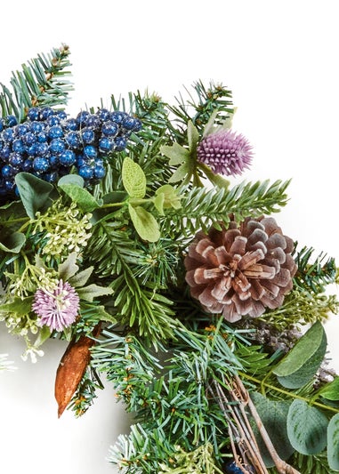 Premier Decorations Eucalyptus and Thistle artificial Wreath 50cm