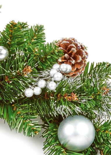 Premier Decorations Silver Baubles and Cones artificial Wreath 40cm