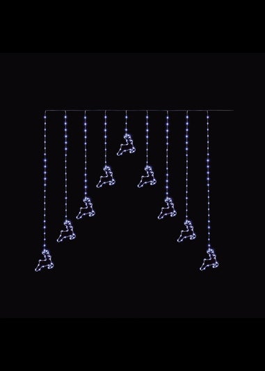 Premier Decorations 276 White LED Flexibrights Reindeer Curtain Light