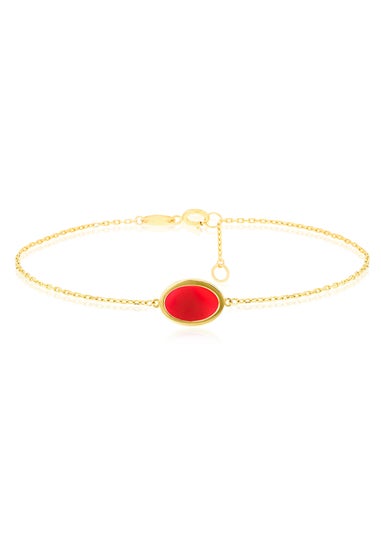 Golden Moments 9ct Yellow Gold Oval Carnelian Bracelet