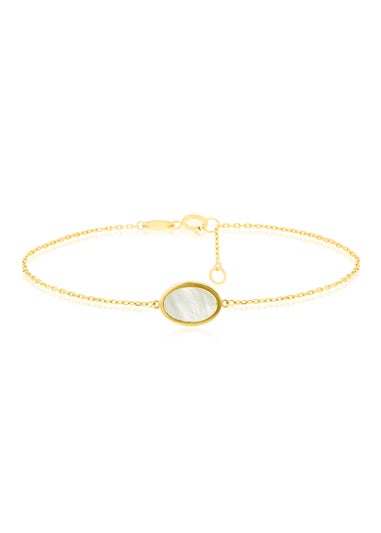 Golden Moments 9ct Yellow Gold Oval Mother of Pearl Bracelet