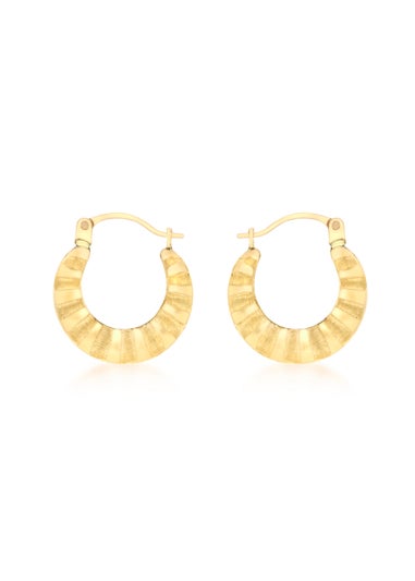 Golden Moments 9ct Yellow Gold Satin and Polished Mini Hoops