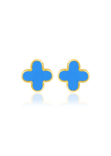 Golden Moments 9ct Yellow Gold Turquiose Petal Studs