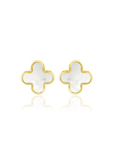 Golden Moments 9ct Yellow Gold Mother of Pearl Petal Studs