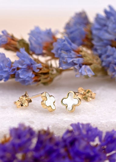 Golden Moments 9ct Yellow Gold Mother of Pearl Petal Studs