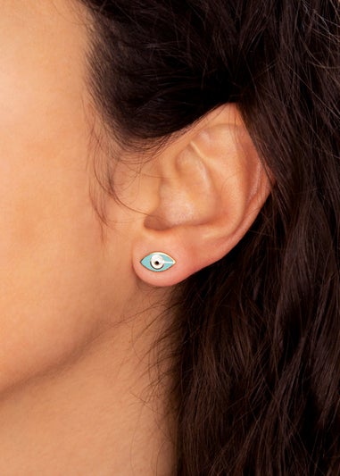 Golden Moments 9ct Yellow Gold Blue Evil Eye Stud Earrings