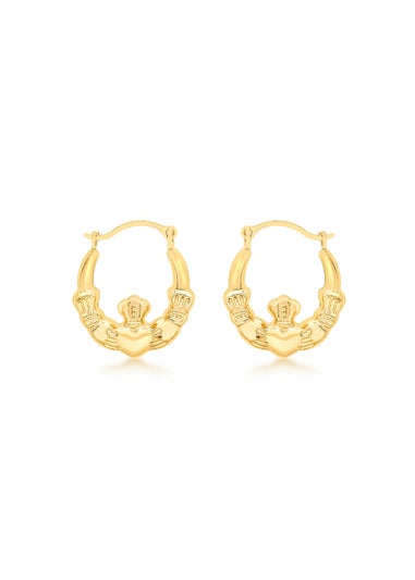 Golden Moments 9ct Yellow Gold Claddagh Hoops