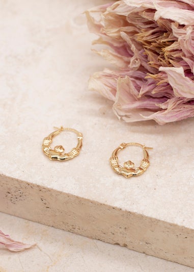 Golden Moments 9ct Yellow Gold Claddagh Hoops