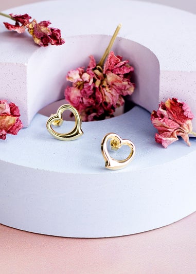 Golden Moments 9ct Yellow Gold Open Heart Studs