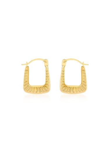 Golden Moments 9ct Yellow Gold Square Ribbed Mini Hoops