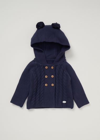 Rock a Bye Baby Double Knit Hooded Cardigan with Poms (0-12 months)