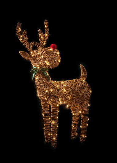 Premier Decorations Lit Rattan Reindeer with 120 Warm White LEDs 96cm