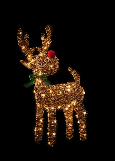 Premier Decorations Lit Rattan Reindeer with 80 Warm White LEDs 67cm