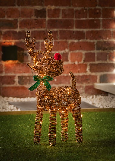 Premier Decorations Lit Rattan Reindeer with 80 Warm White LEDs 67cm