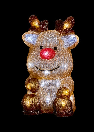 Premier Decorations Lit Acrylic Reindeer with 24 White LEDs 24cm