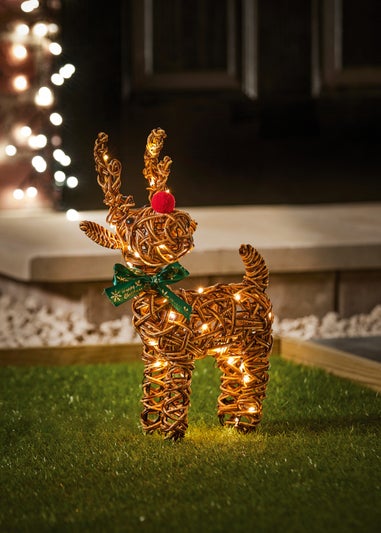 Premier Decorations Lit Rattan Reindeer with 40 Warm White LEDs 37cm