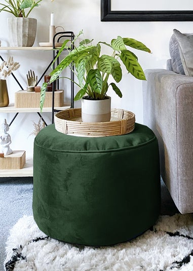 rucomfy Velvet Pouffe Emerald Green Beanbag