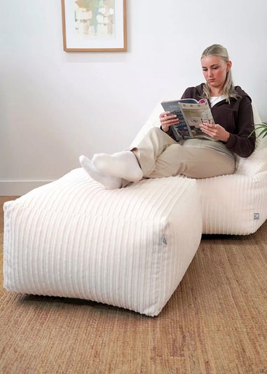 rucomfy Jumbo Cord Ottoman Ivory Beanbag