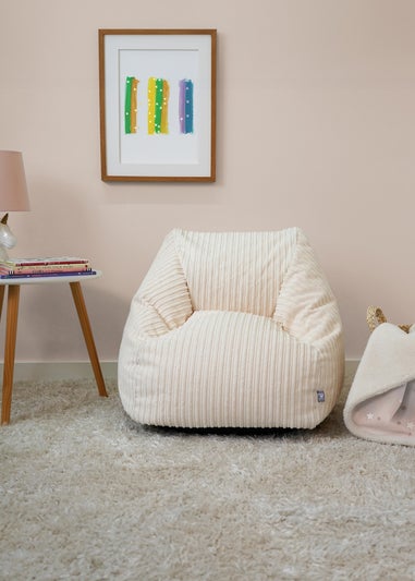 rucomfy Jumbo Cord Big Kids Snuggle Chair Ivory Beanbag