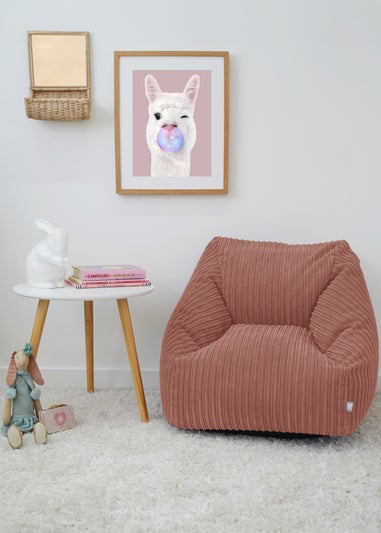 rucomfy Jumbo Cord Big Kids Snuggle Chair Blush Pink Beanbag