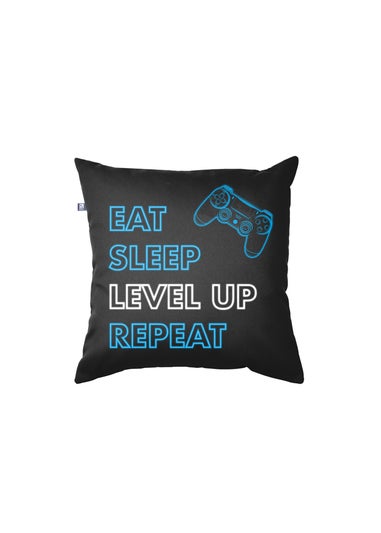 rucomfy Printed Eat Sleep Level Up Repeat Cushion