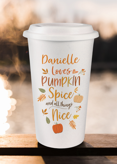 Personalised Memento Company White Pumpkin Spice Travel Mug