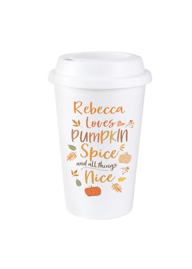 Personalised Memento Company White Pumpkin Spice Travel Mug