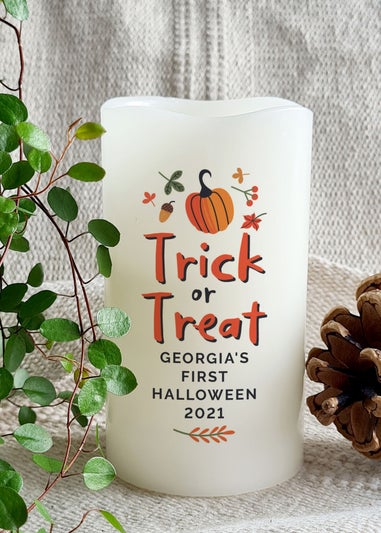 Personalised Memento Company Beige Trick or Treat LED Candle