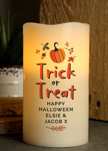 Personalised Memento Company Beige Trick or Treat LED Candle