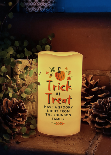 Personalised Memento Company Beige Trick or Treat LED Candle