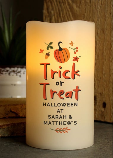 Personalised Memento Company Beige Trick or Treat LED Candle