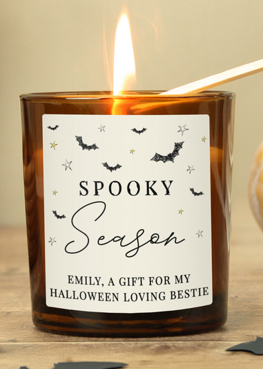 Personalised Memento Company Brown Spooky Amber Glass Candle