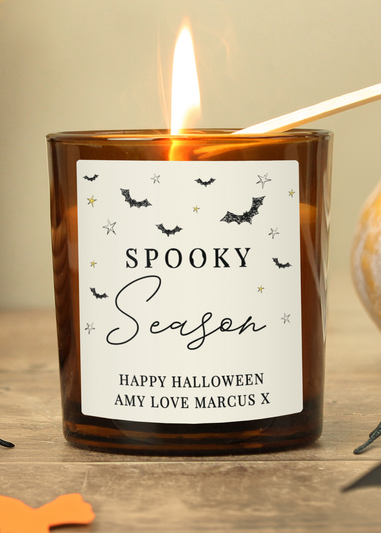 Personalised Memento Company Brown Spooky Amber Glass Candle