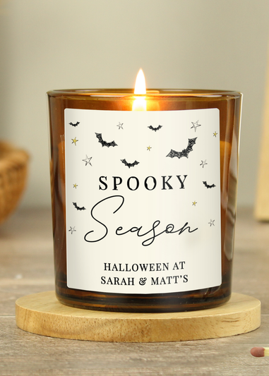 Personalised Memento Company Brown Spooky Amber Glass Candle