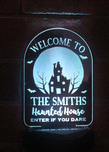 Personalised Memento Company Black Haunted House Halloween Solar Light