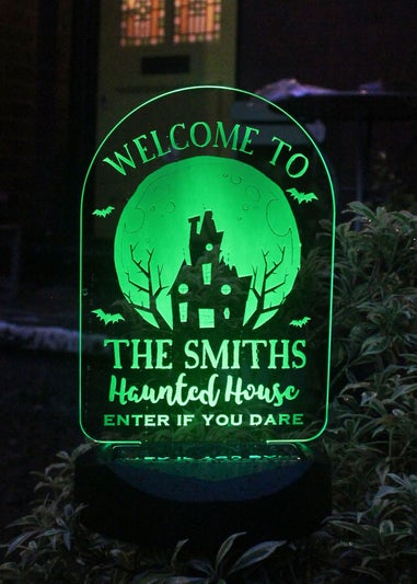 Personalised Memento Company Black Haunted House Halloween Solar Light