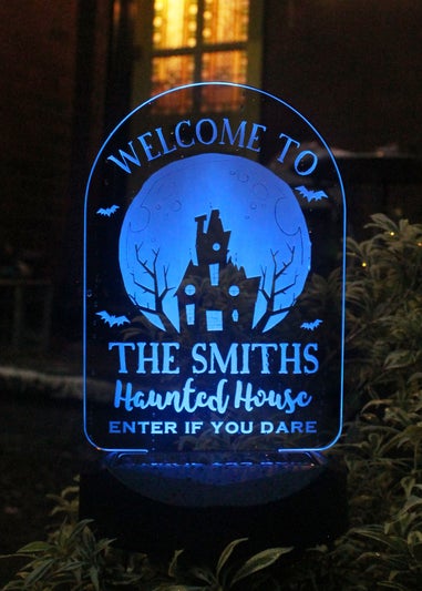 Personalised Memento Company Black Haunted House Halloween Solar Light