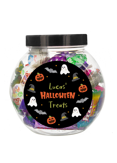 Personalised Memento Company Black Halloween Sweets Jar