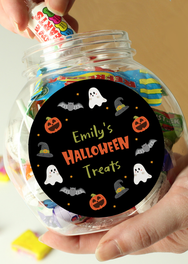 Personalised Memento Company Black Halloween Sweets Jar